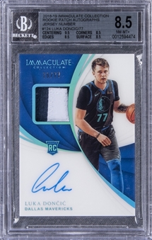 2018-19 Immaculate Collection "Rookie Patch Autographs - Jersey Number" #124 Luka Doncic Signed Patch Rookie Card (#70/77) – BGS NM-MT 8.5/BGS 10